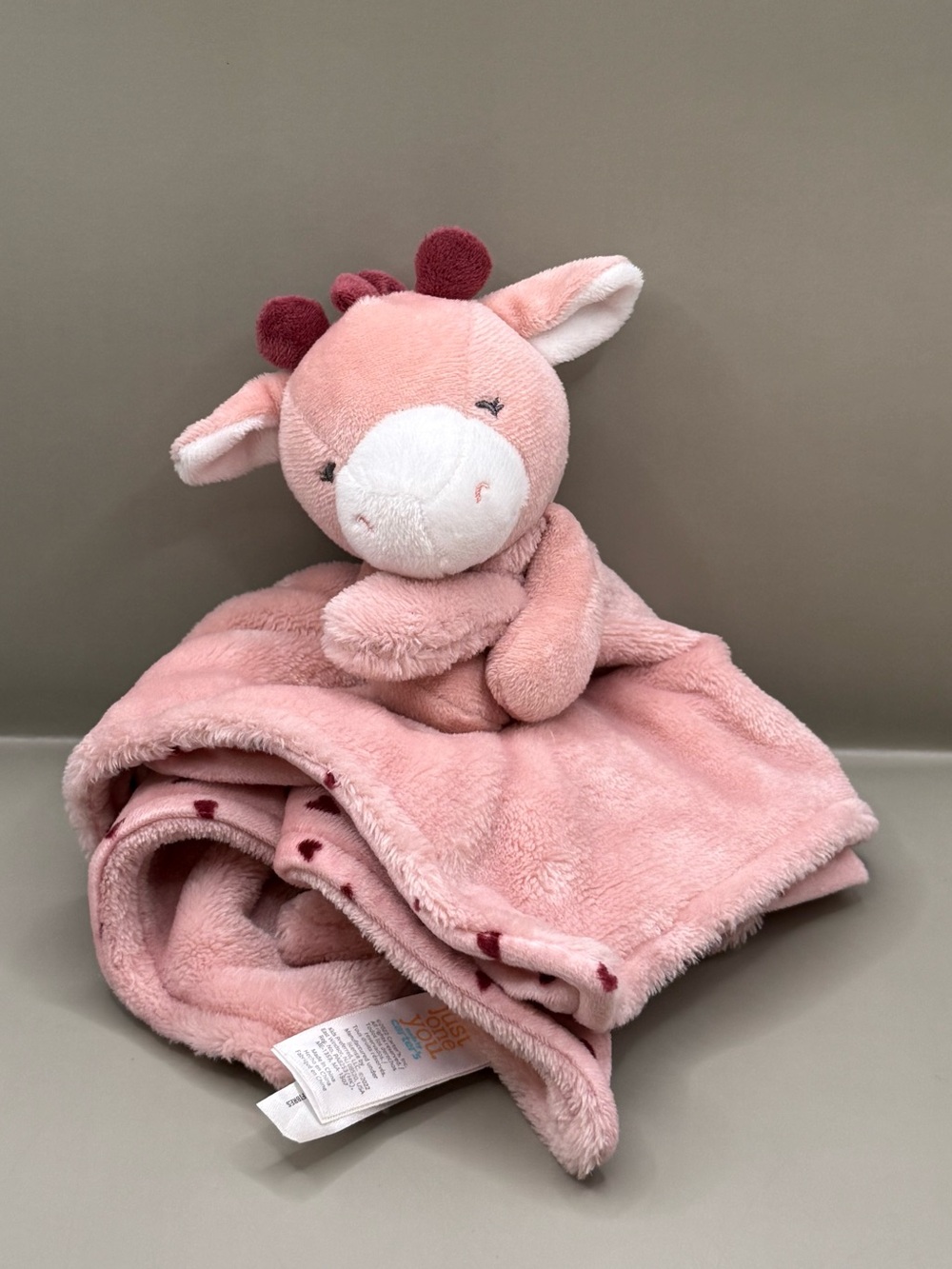 Carters Just One You Baby Giraffe Dusty Rose Pink Security Blanket Soother Plush